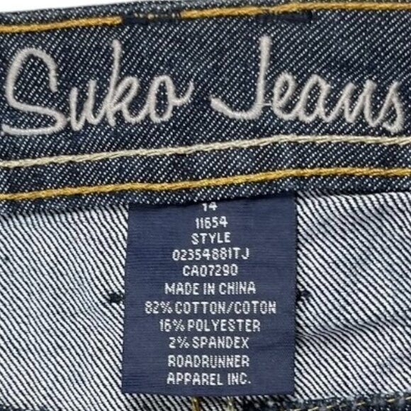 Suko Jeans A-Line Pleated Blue Denim Skirt Front and Back Pockets Size 14 - Picture 7 of 15